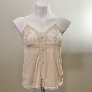 Vintage Lingere 70s Coquette Lace Camisole Tank Top JC Penney Size 32 - AS IS